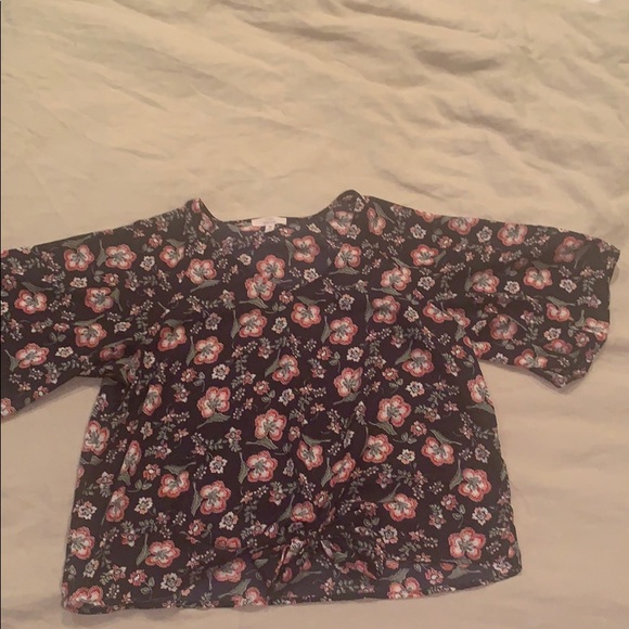 Navy Floral Como Vintage Tie-Front Top - Picture 7 of 7